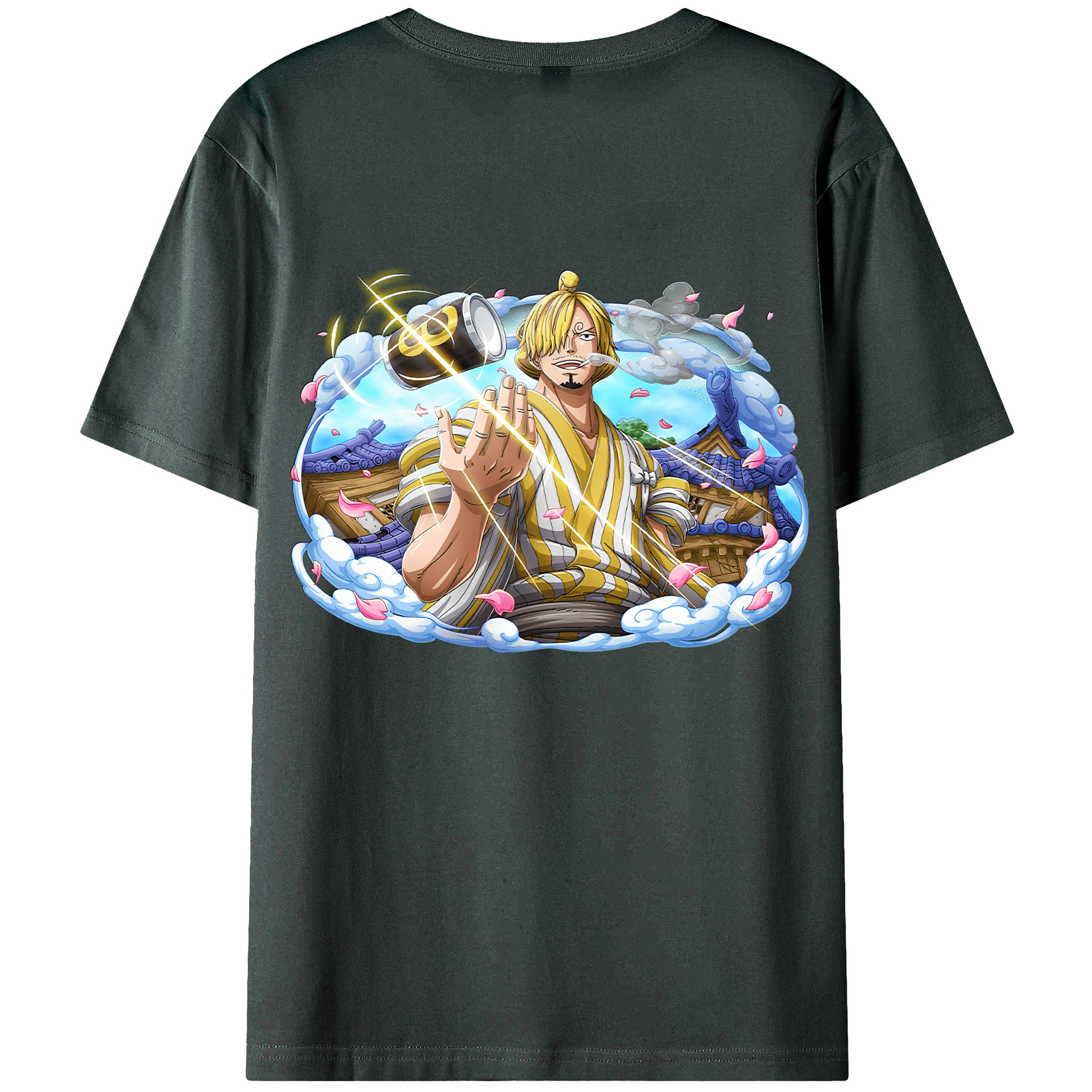 （画像用） ワンピース サンジ ONE PIECE Sanji 綿100％ メンズ半袖Tシャツ（バックプリント） 通気性